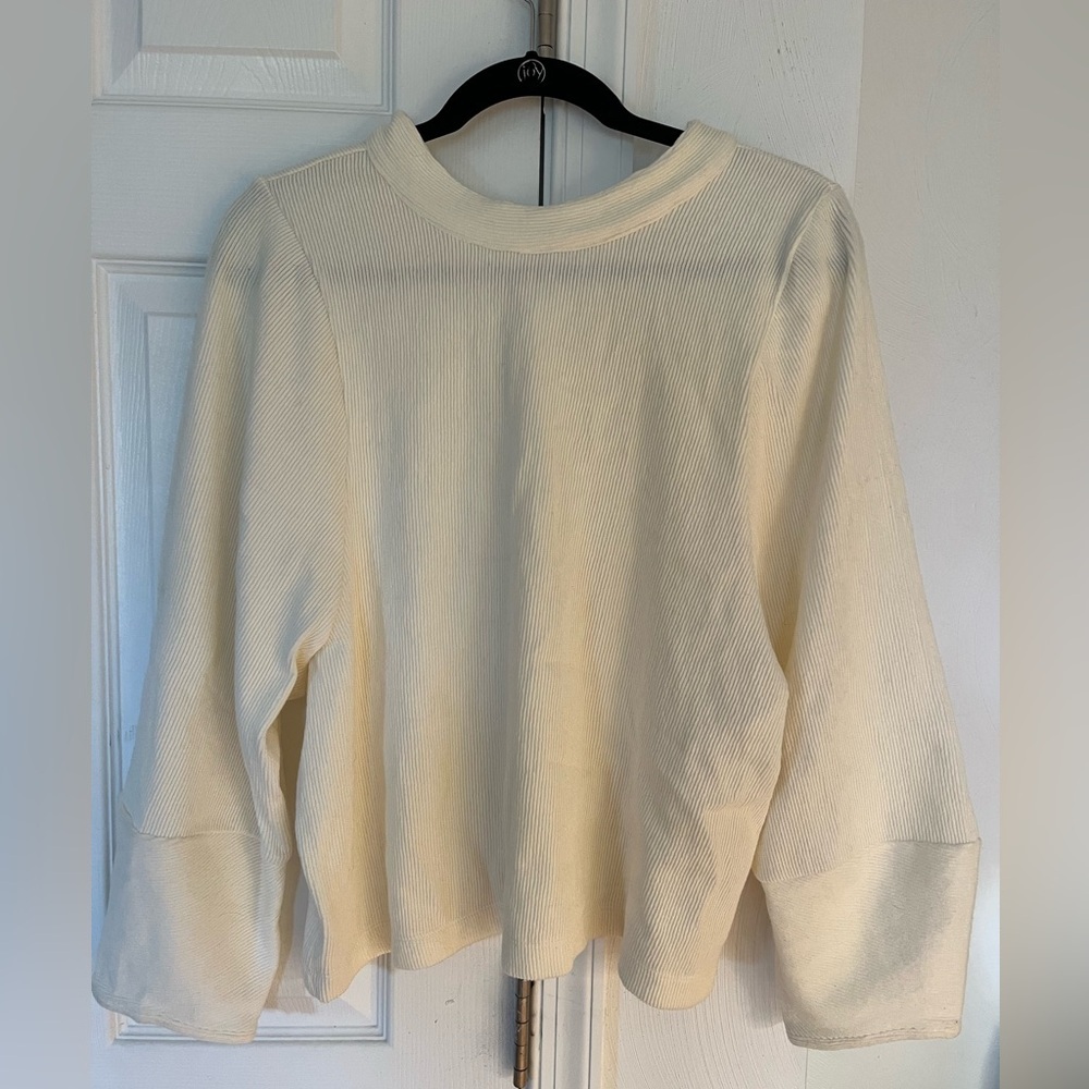 NWT Madewell Texture & Thread Henley Cream/white long‎ sleeve size L
